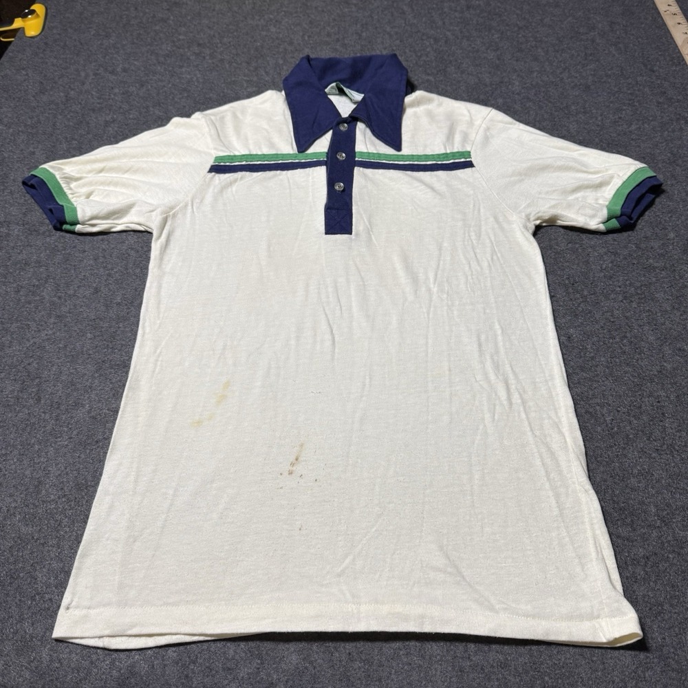VTG 80s Court Casuals Striped Polo Shirt Mens Size M Sportswear Indie Retro